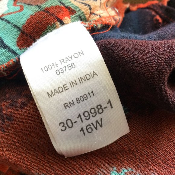 Roaman’s 16W Tropical Vacation Short Sleeve Button Up Top Tunic - Picture 7 of 11